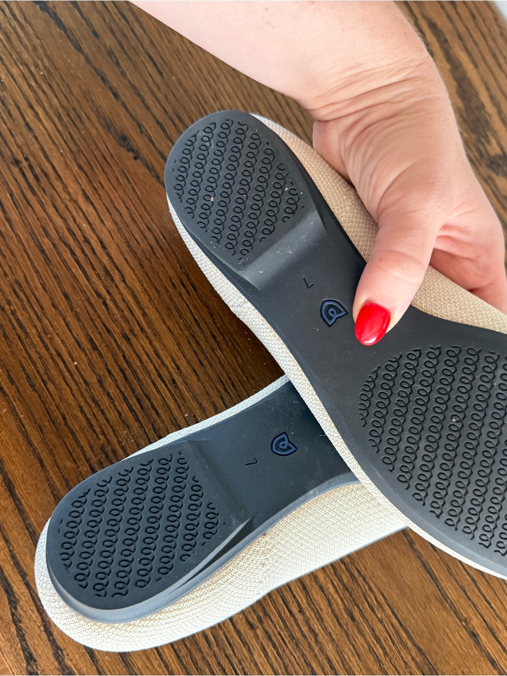ROTHY’S Knit Slip-On Flats with Black Trim and Blue Heel Accent - Picture 5 of 5